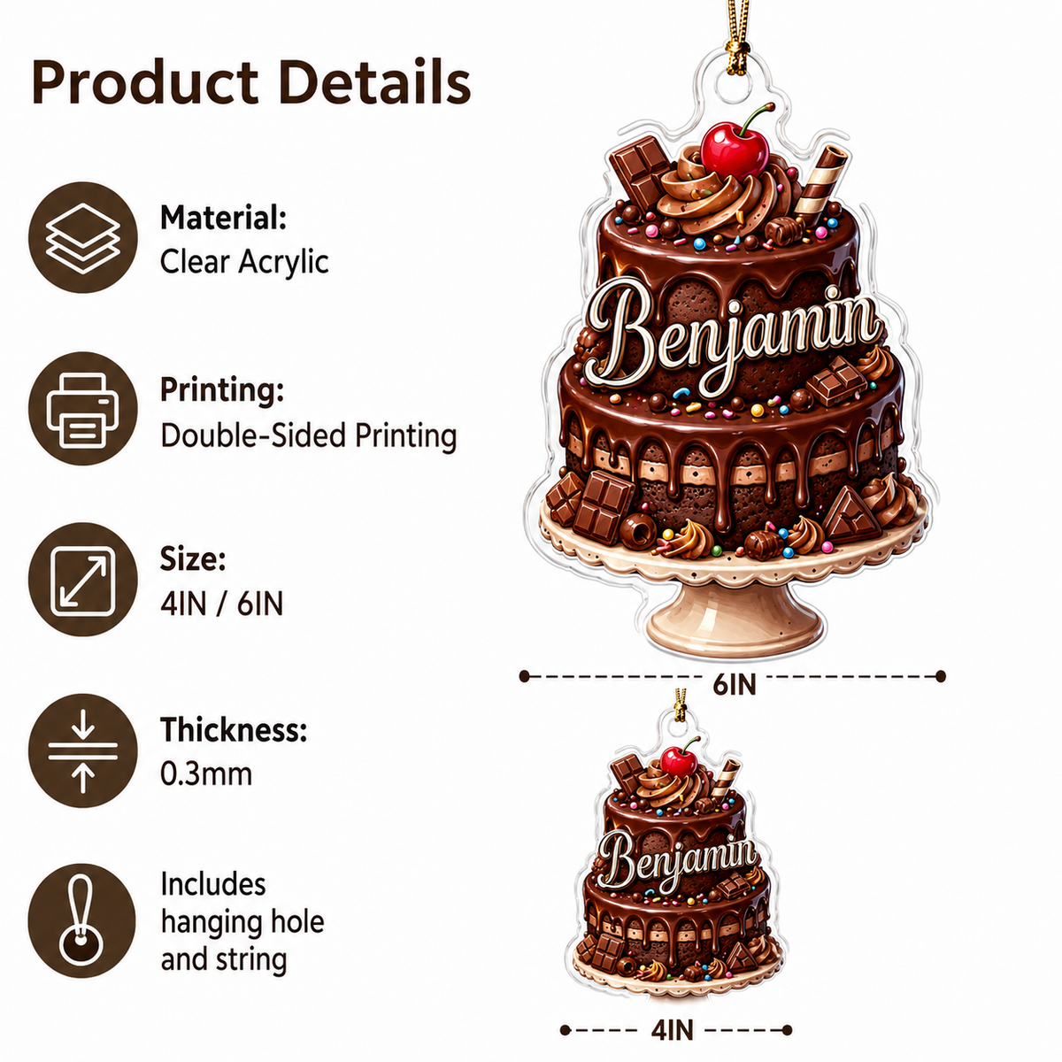 Custom Dessert Chocolate Cake Acrylic