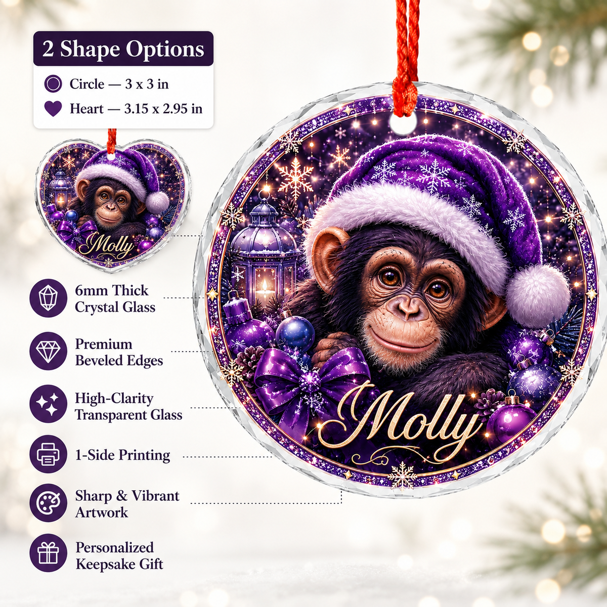 Purple Animal At Christmas Chimpanzee