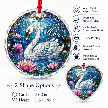Custom Name Glass Animal Swan