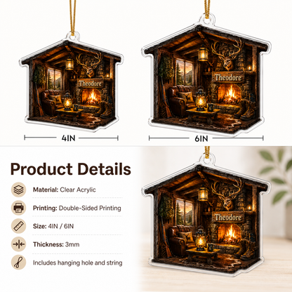 Personalized Hunting Cabin Hearth Acrylic