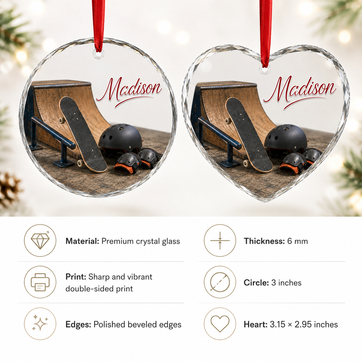 Sports Glass Ornament Skateboarding