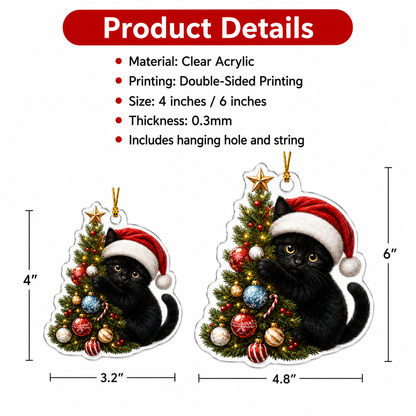 Cat With Christmas Tree Black Cat