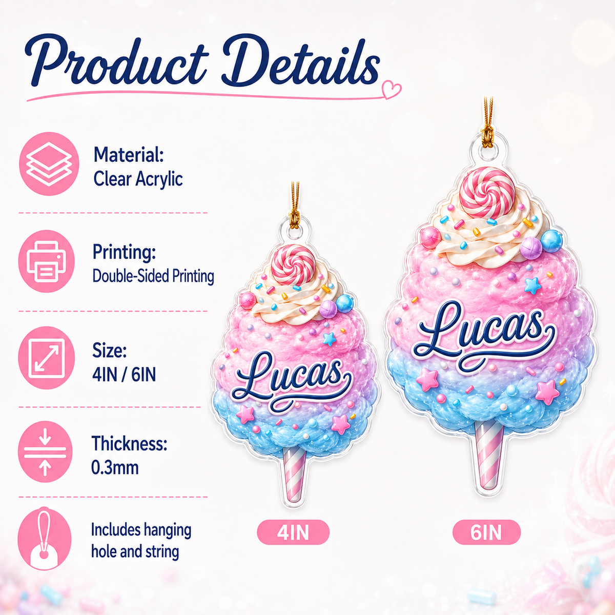 Custom Dessert Cotton Candy Acrylic