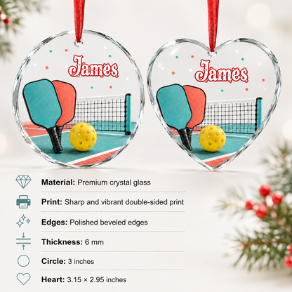 Sports Glass Ornament Pickleball