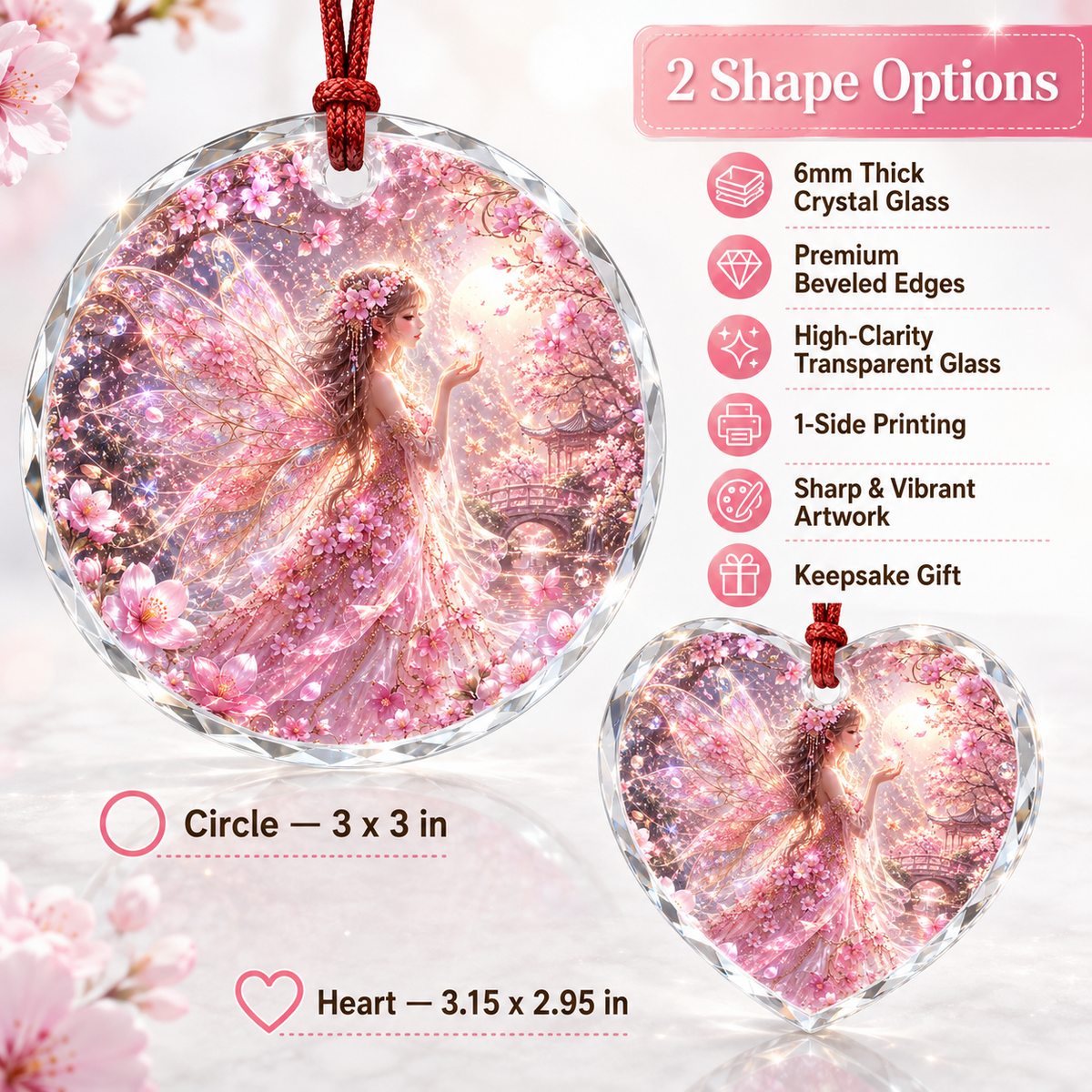 Fairy Glass Ornament Cherry Blossom Fairy