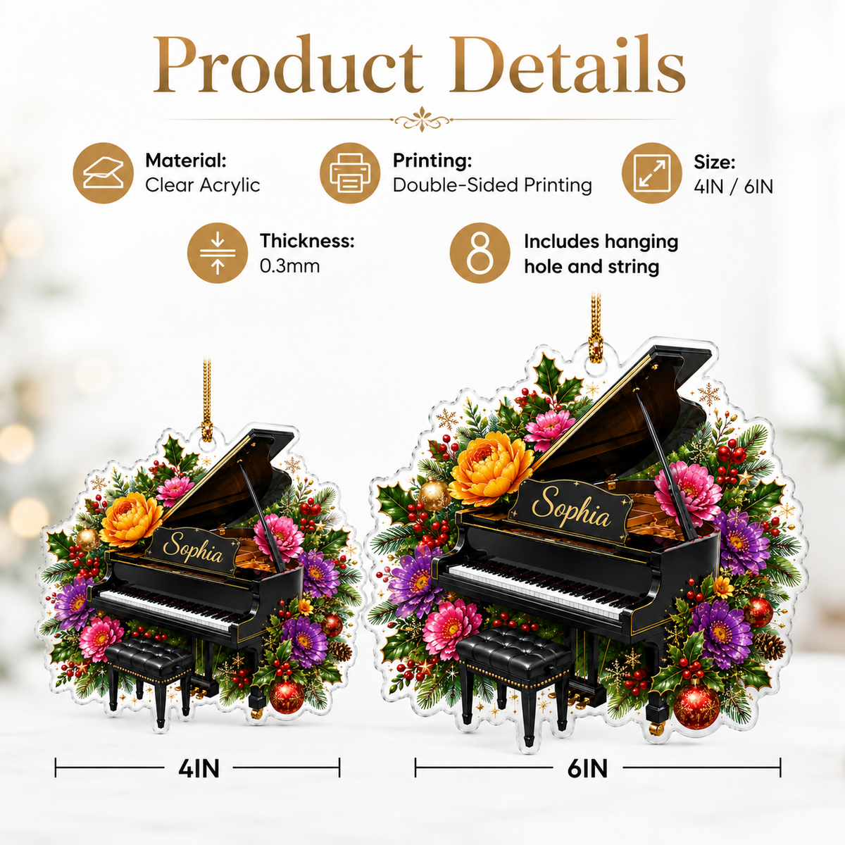 Piano Custome Name Acrylic Style 8