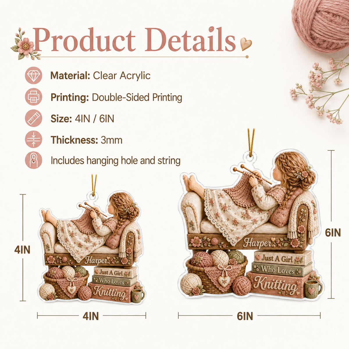 Personalized Just A Girl Hobby Knitting