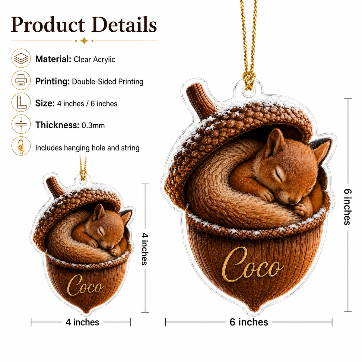 Animal Tree Decor Acrylic Squirrel