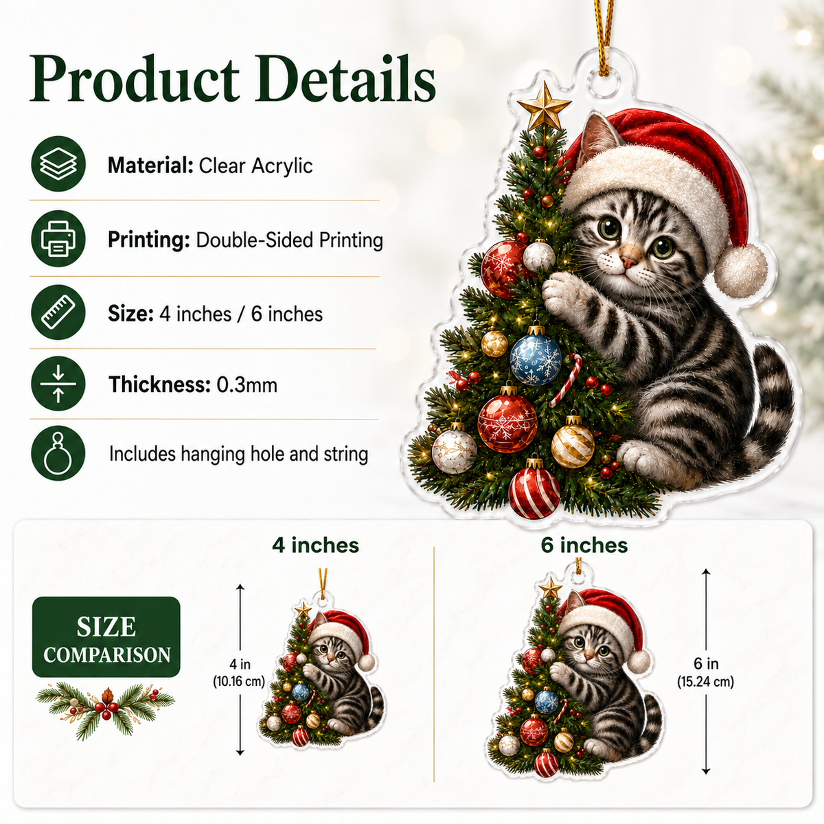 Cat With Christmas Tree American Shorthair