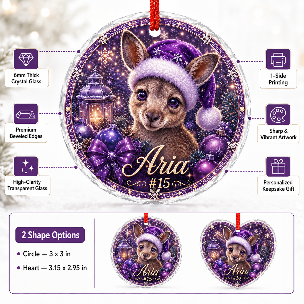 Purple Animal At Christmas Kangaroo
