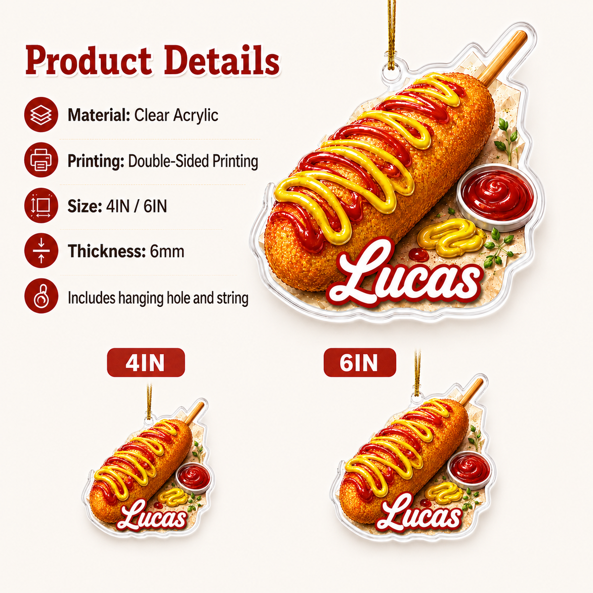 Breakfast Custom Name Corn Dog Acrylic