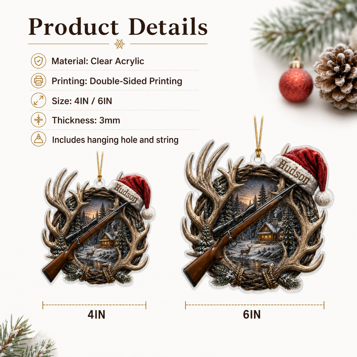 Personalized Hunting Winter Antler Lodge Acrylic