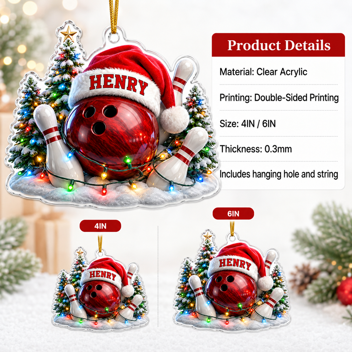 Custom Sports Christmas Acrylic - Bowling