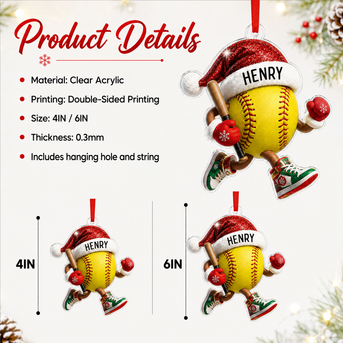 Sport Running Custome Name Acrylic Softball