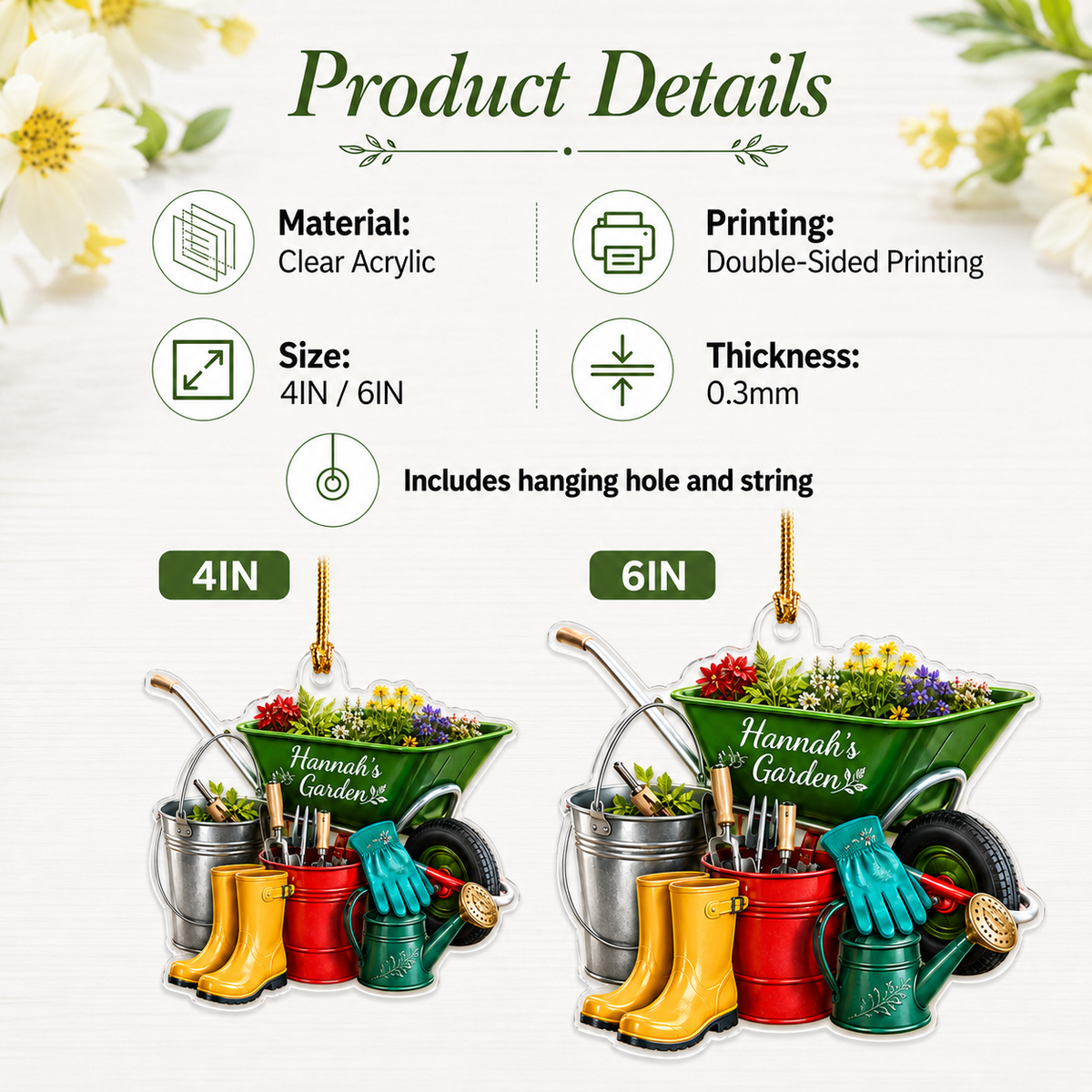 Custom Gardening Holiday Tool Pail Acrylic