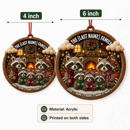 Christmas Family Wood Raccoon