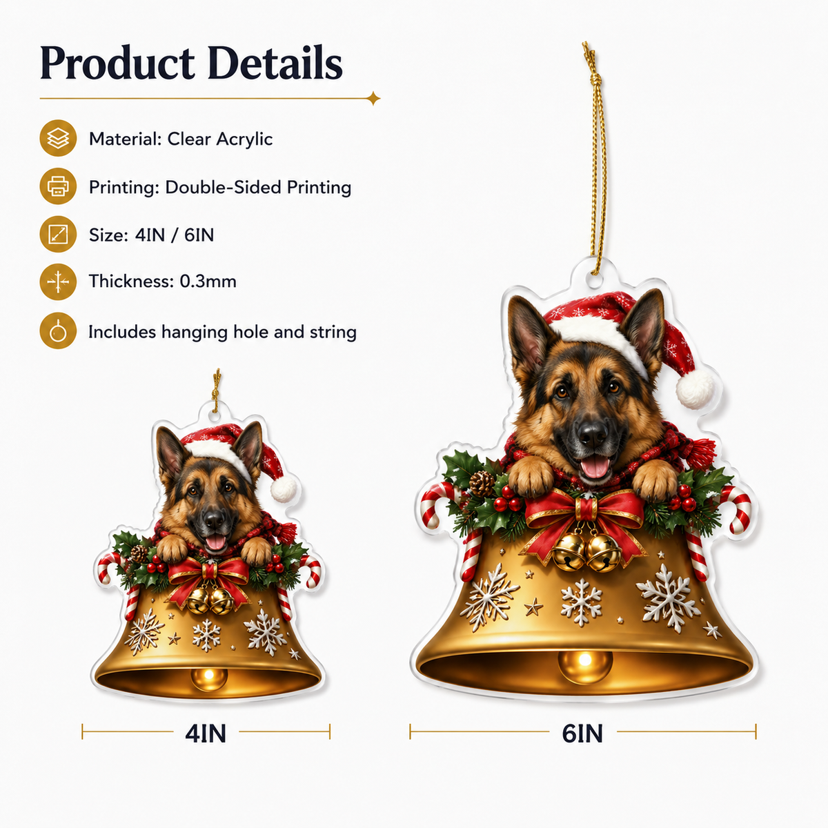 Dog Christmas Bell German Shepherd