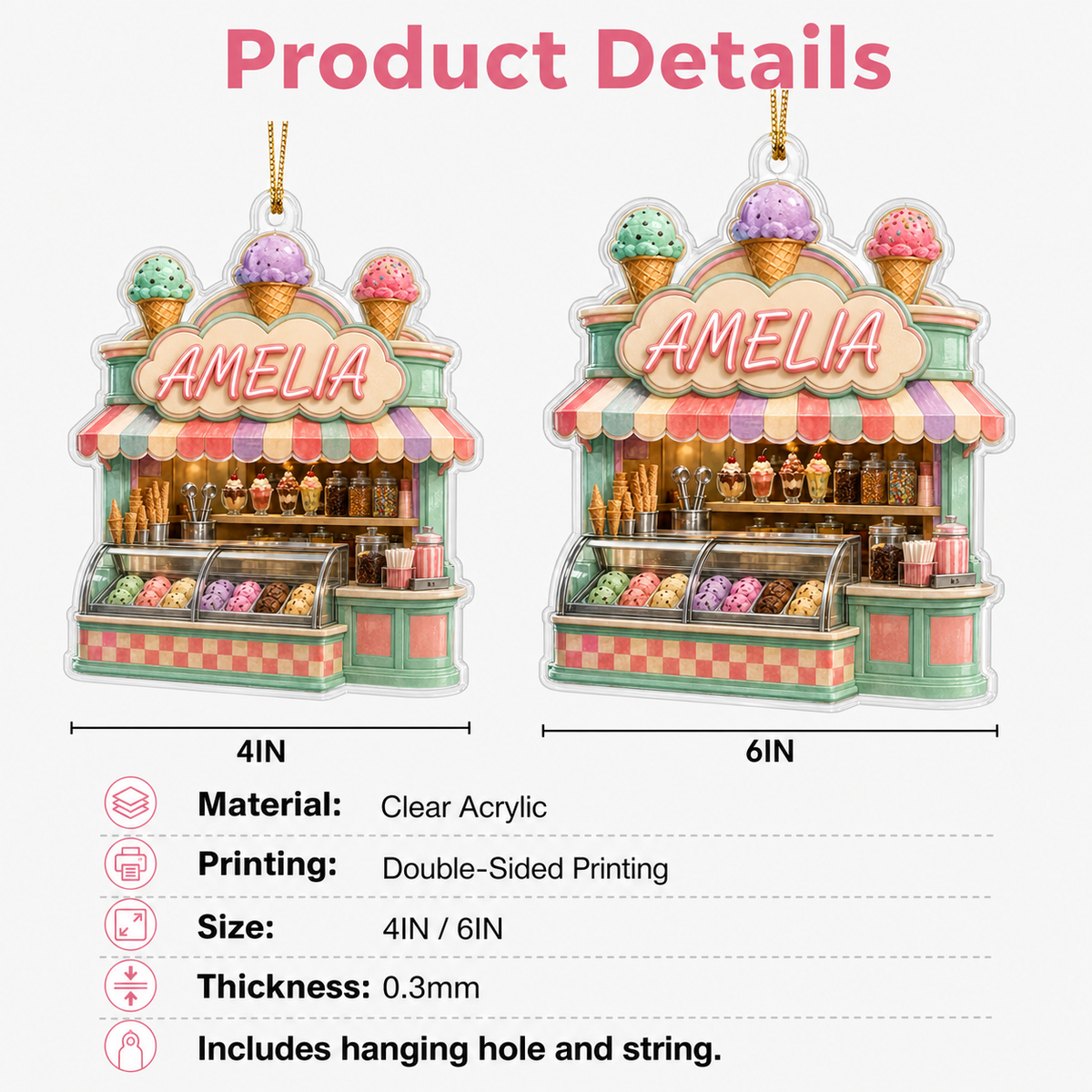 Food Lover Ice Cream Shop Ornament