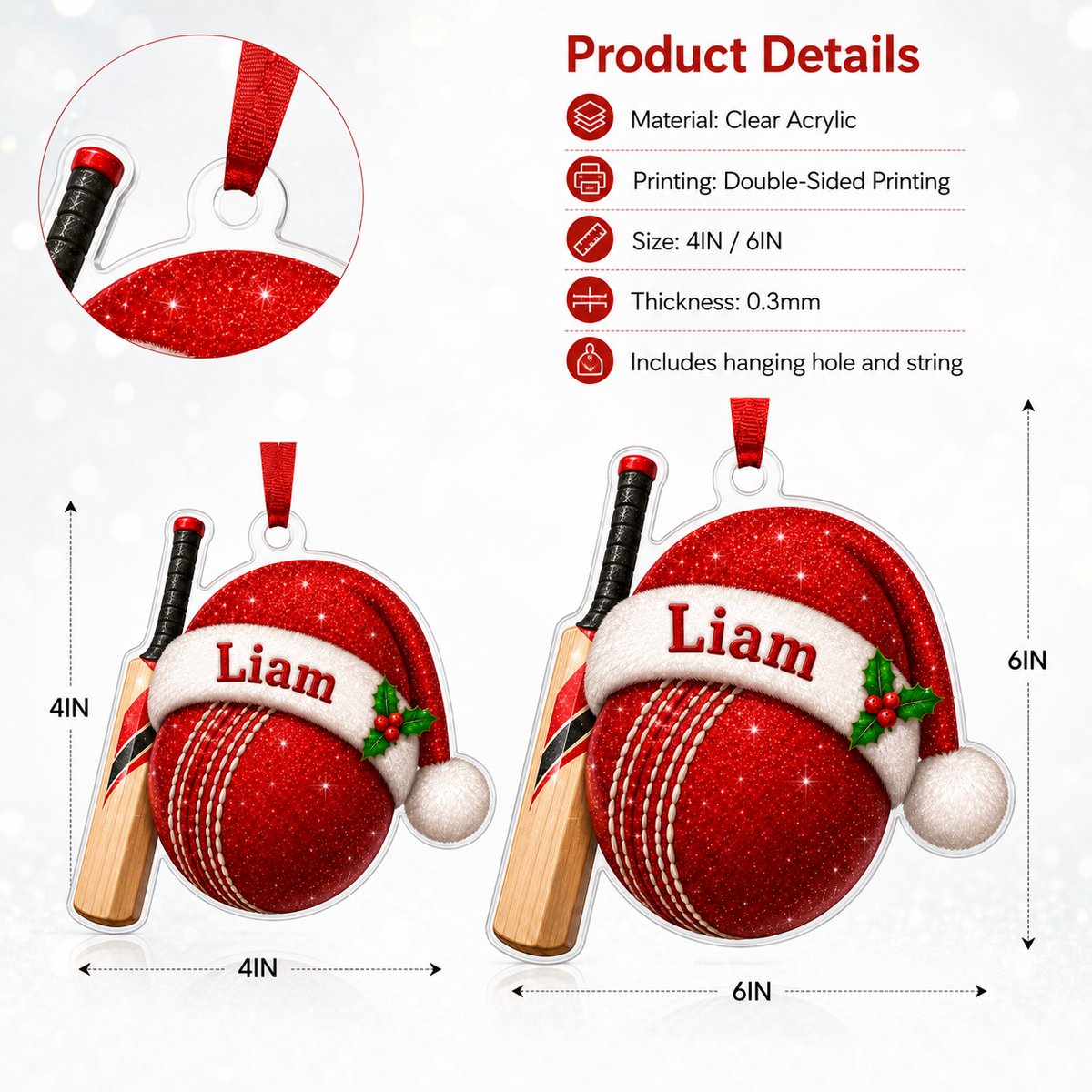 Sport Custome Name Acrylic Cricket