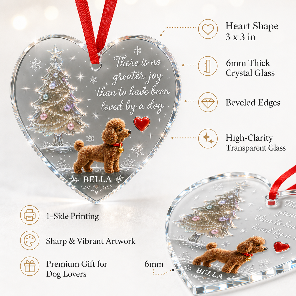 Christmas Glass Dog Poodle