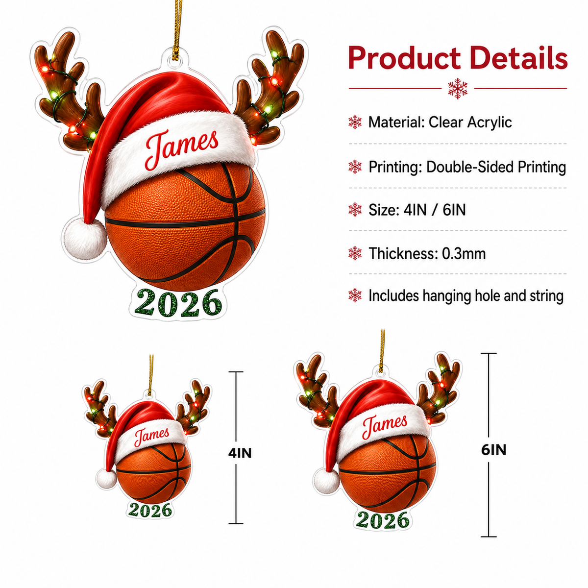 Christmas Sports 2026 Basketball Acrylic