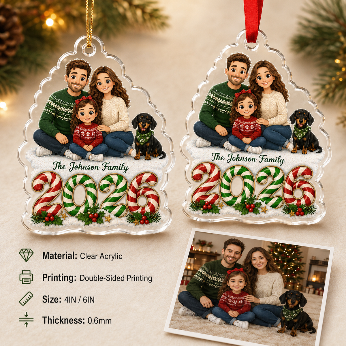 Family Memory Candy Cane
