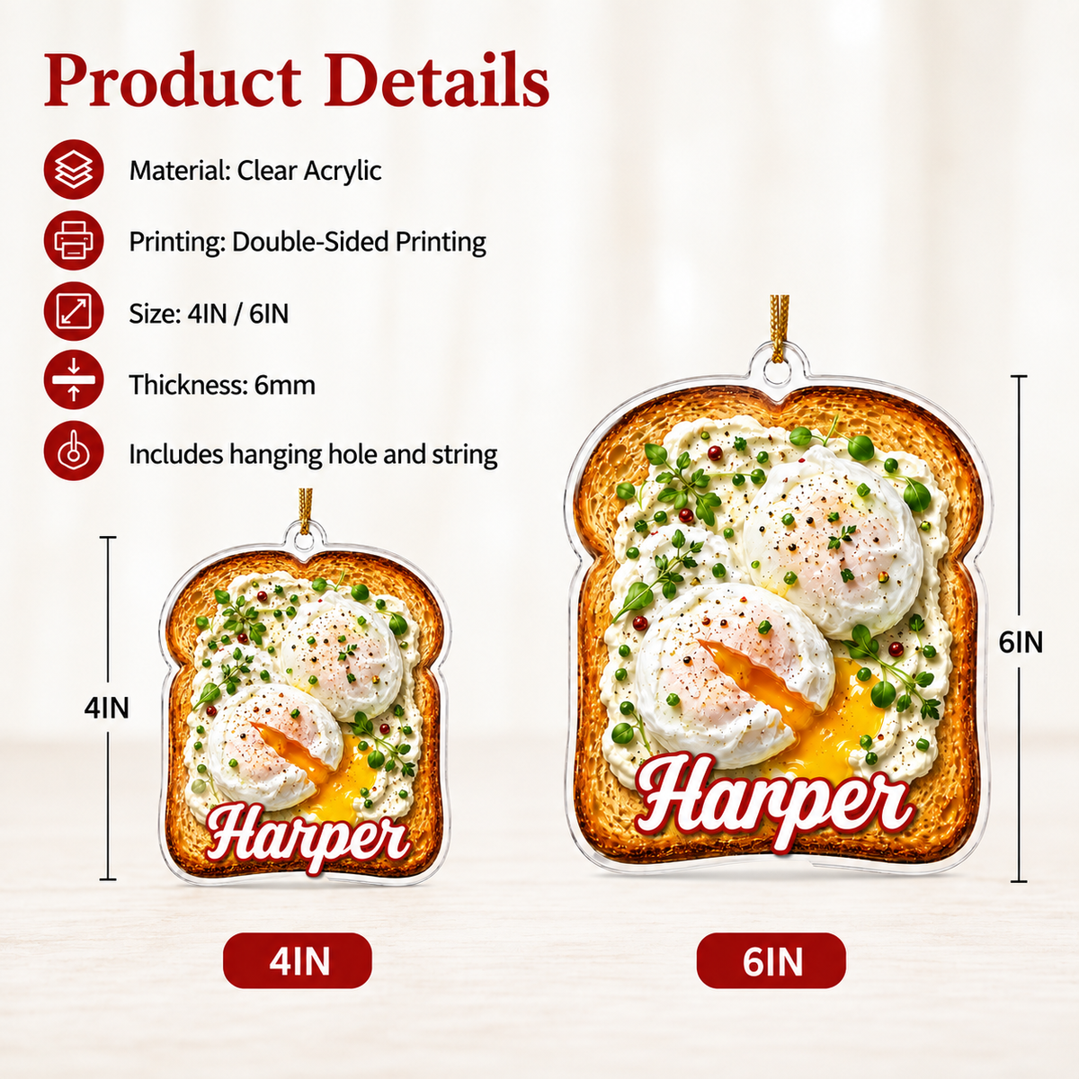 Breakfast Custom Name Poached Eggs on Toast Acrylic