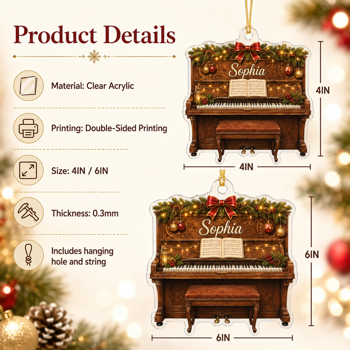 Piano Custome Name Acrylic Style 10