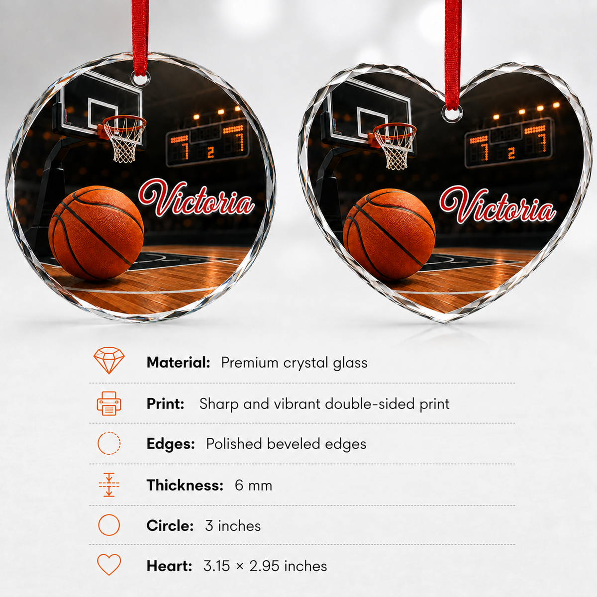 Sports Glass Ornament Basketball