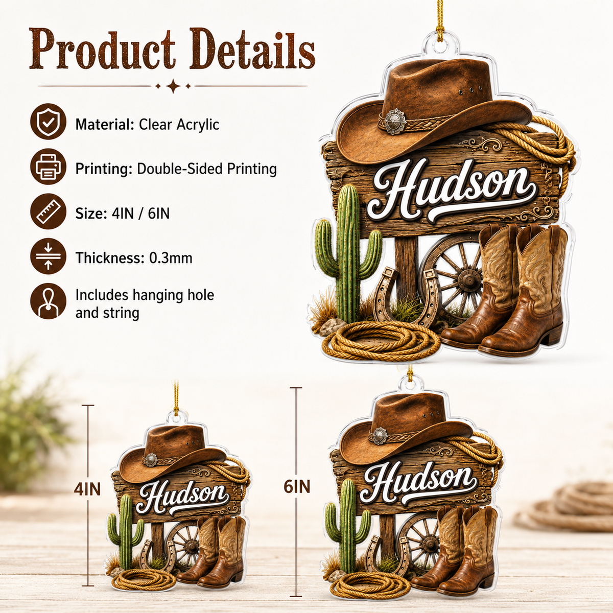 Personalized Boots Western Sign Acrylic