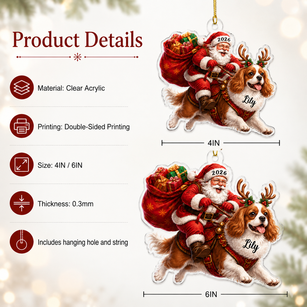 Santa Claus and Dog Cavalier King Charles Spaniel