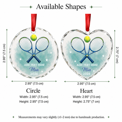 Custom Photo Sport Glass Ornament Tennis Crossed Rackets