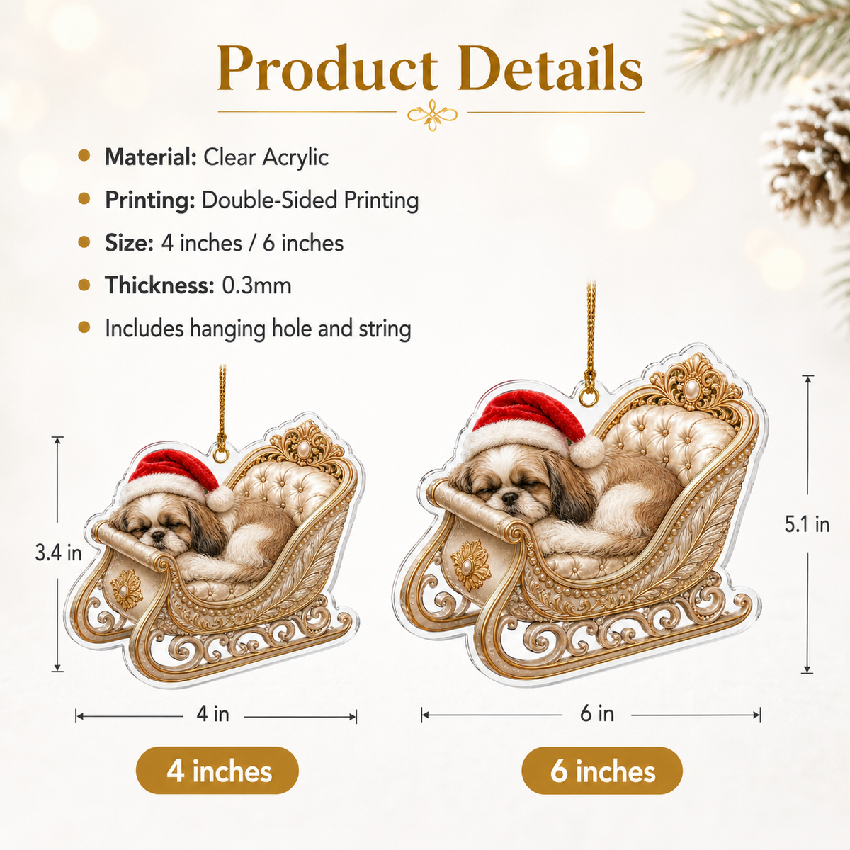 Dog Christmas Sleigh Shih Tzu