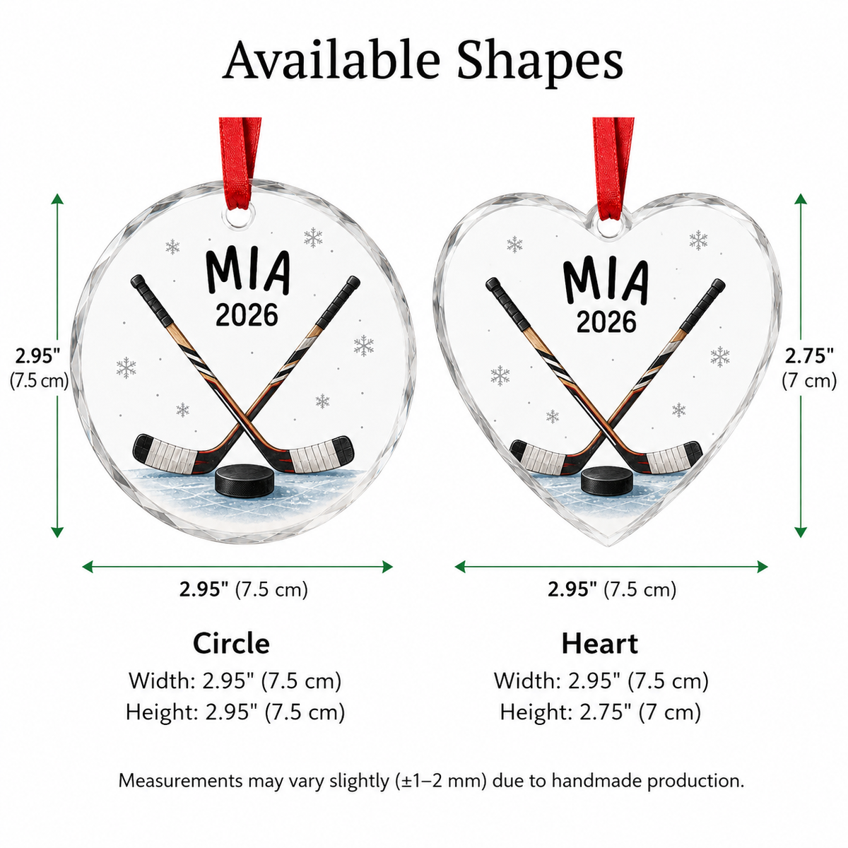 Custom Sport Glass Ornament Hockey Sticks and Puck