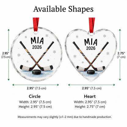 Custom Sport Glass Ornament Hockey Sticks and Puck