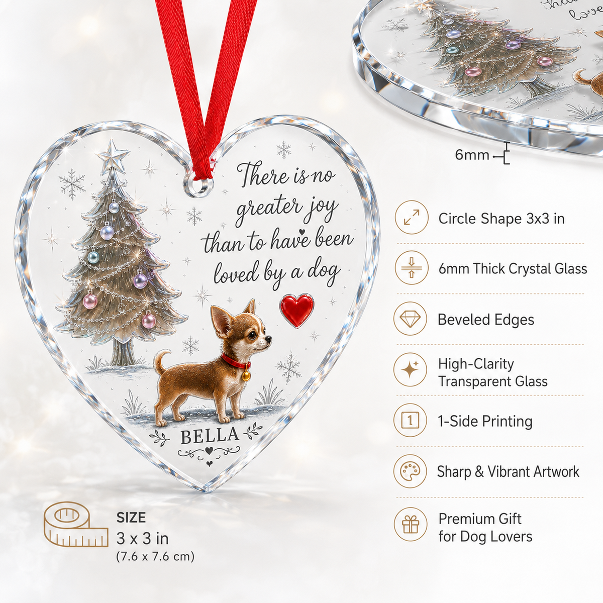 Christmas Glass Dog Chihuahua