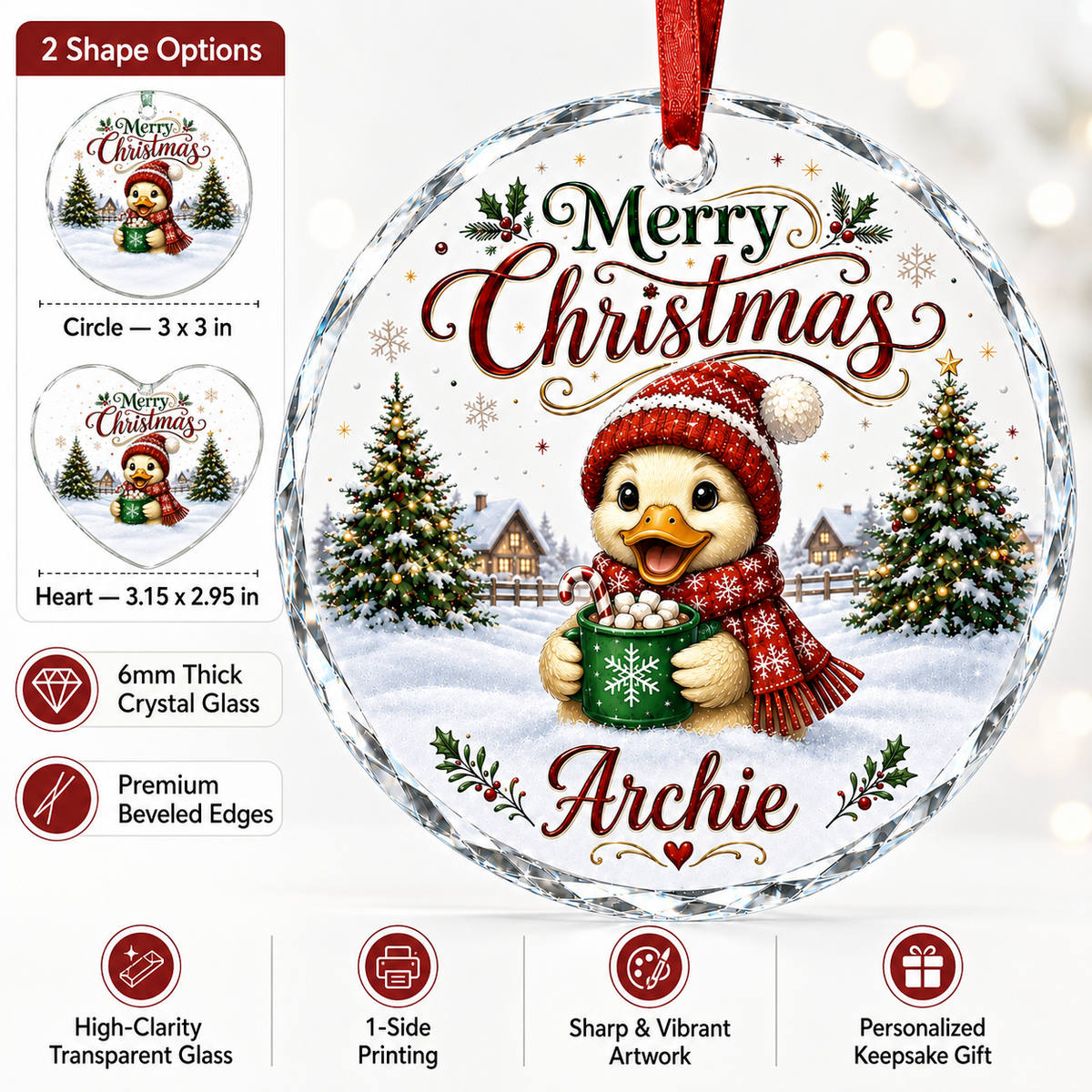 Christmas Glass Animal Duck