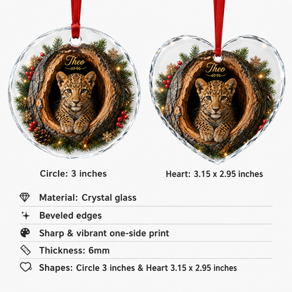 Animal Glass Ornament Tree Hollow Leopard