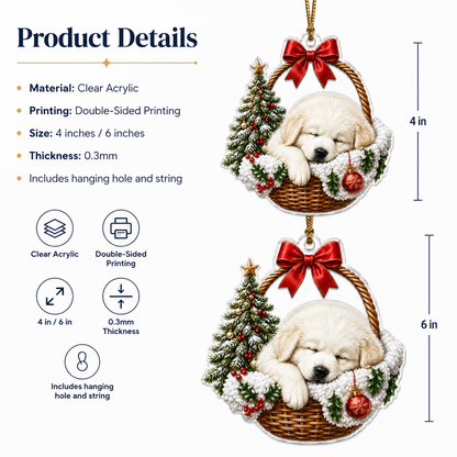 Dog Chrismast With Wicker Basket Golden Retriever