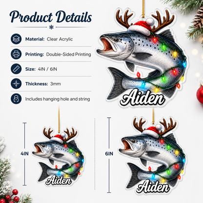 Fishing Christmas Lights Salmon Acrylic