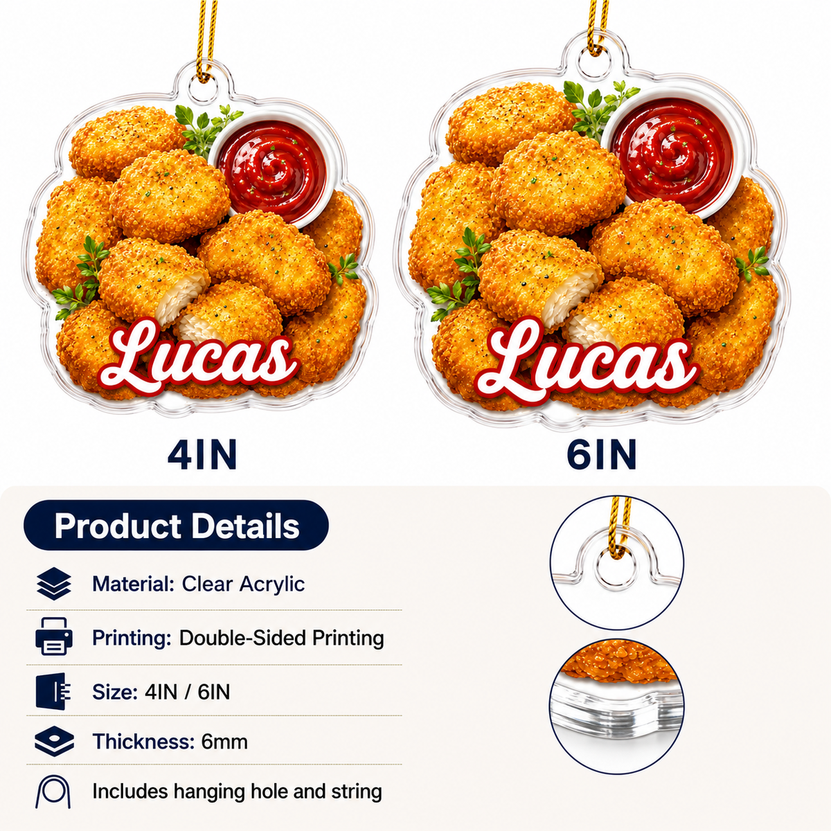 Breakfast Custom Name Chicken Nuggets Acrylic