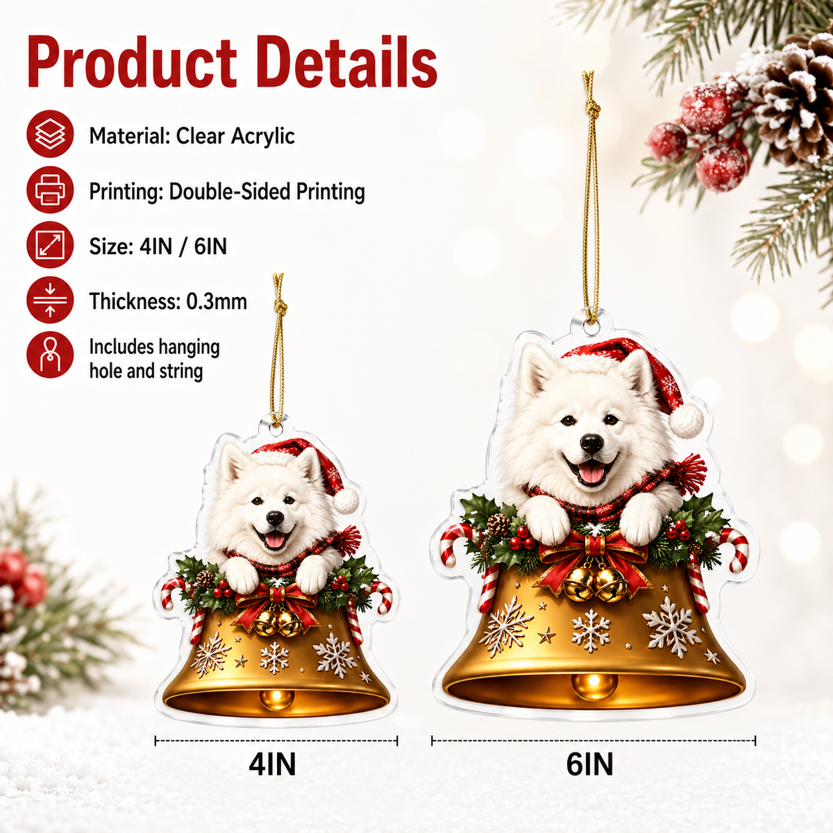 Dog Christmas Bell Samoyed