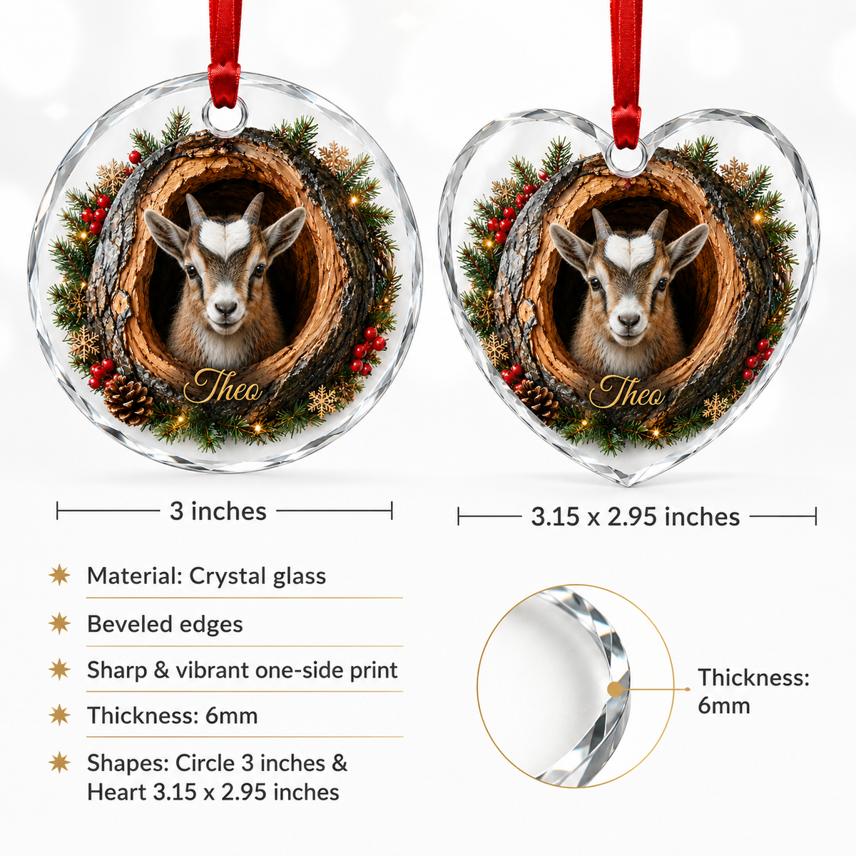 Animal Glass Ornament Tree Hollow Goat