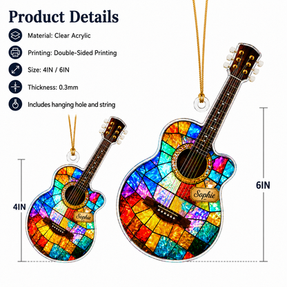 Guitar Custom Name Acrylic - Stained Glass Acoustic Guitar