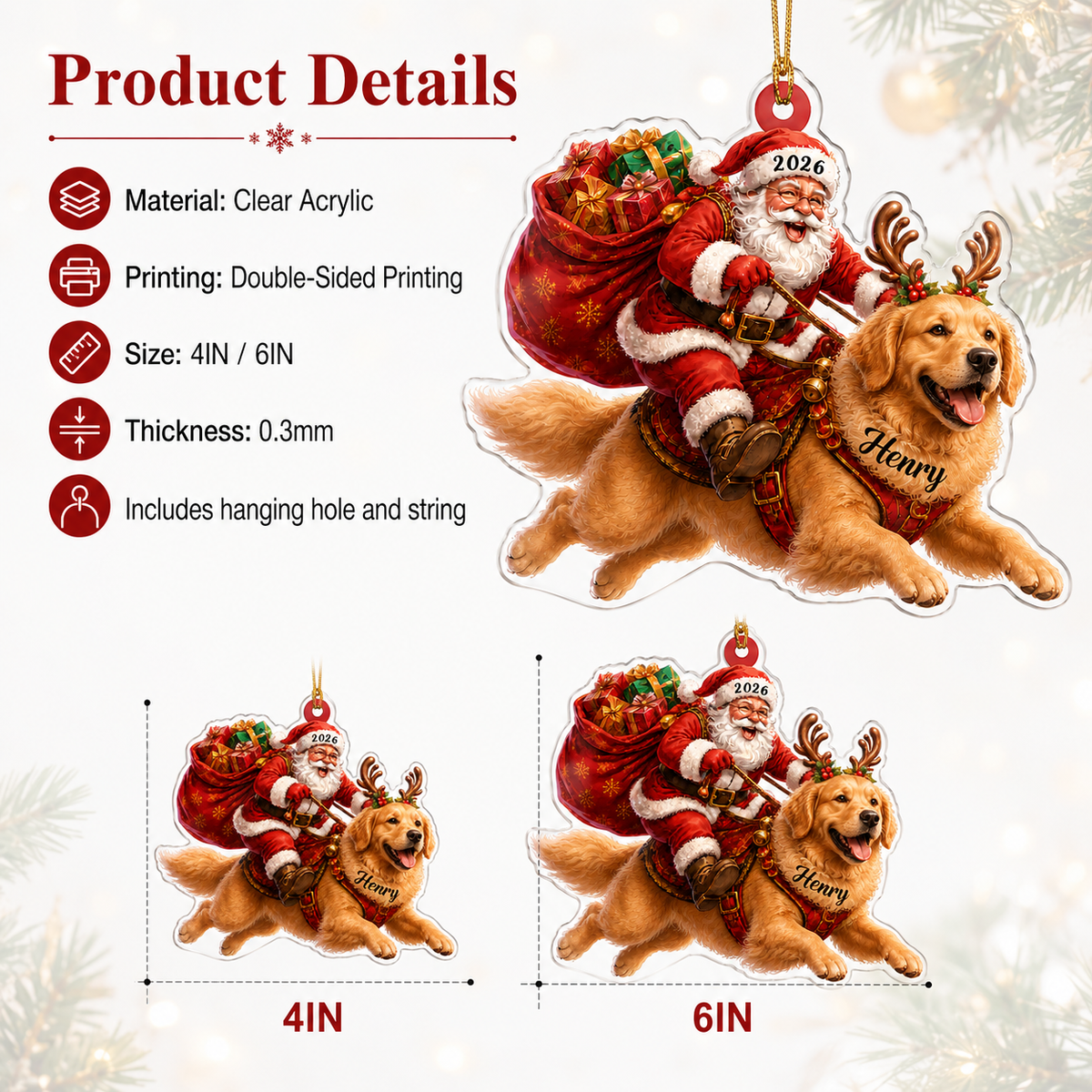 Santa Claus and Dog Golden Retriever