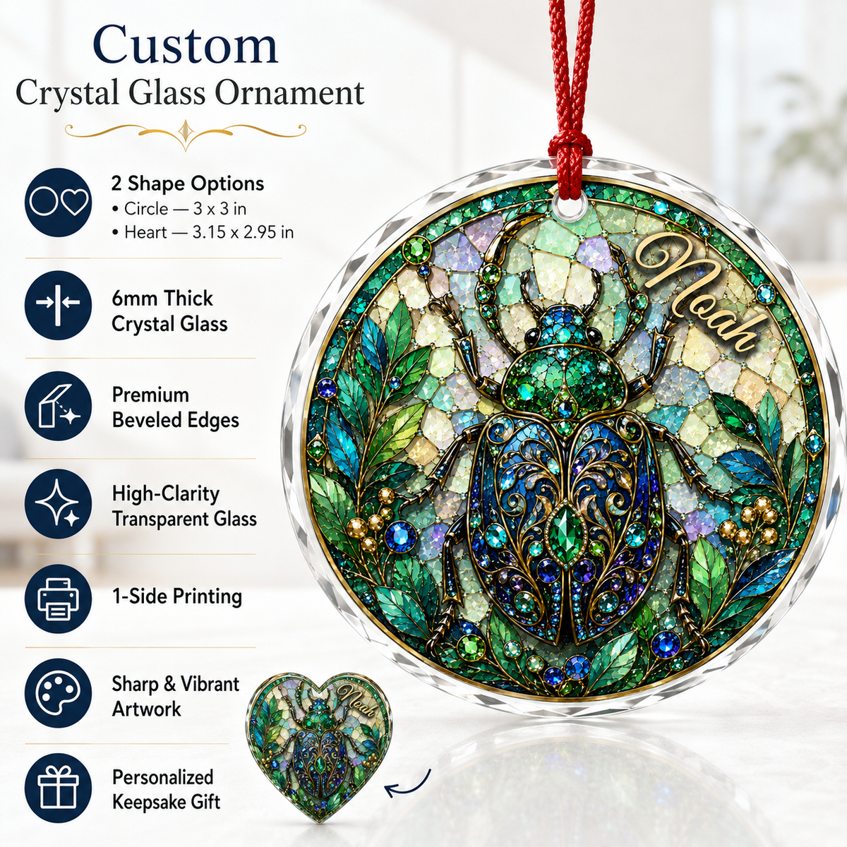 Custom Name Glass Animal Beetle