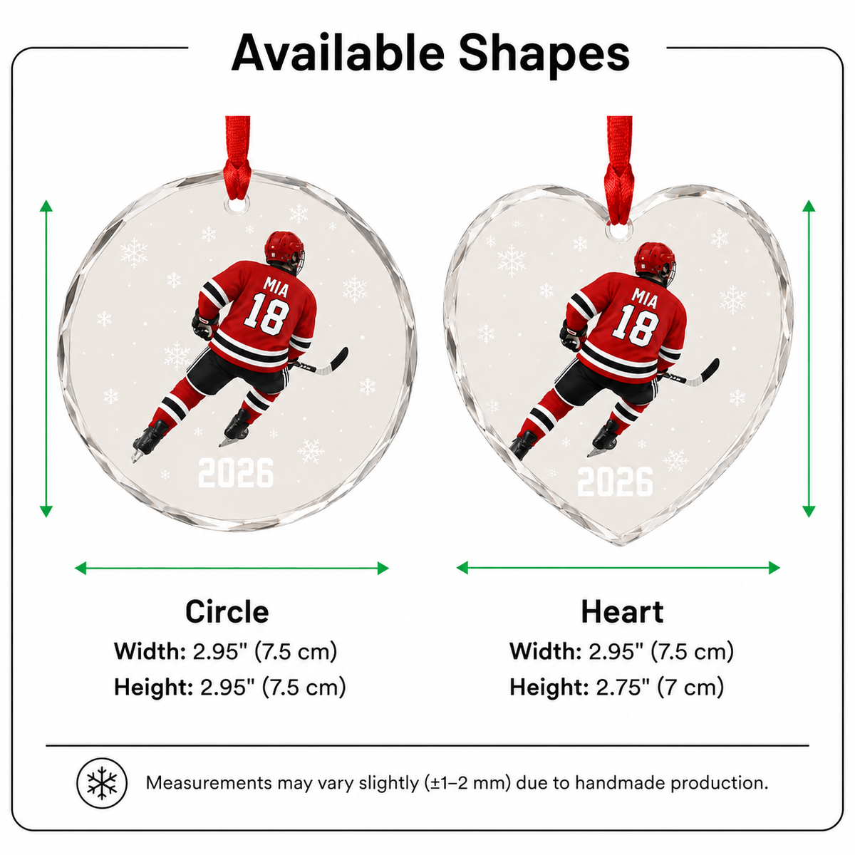 Custom Photo Sport Glass Ornament Hockey Red Jersey