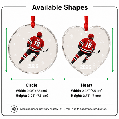 Custom Photo Sport Glass Ornament Hockey Red Jersey
