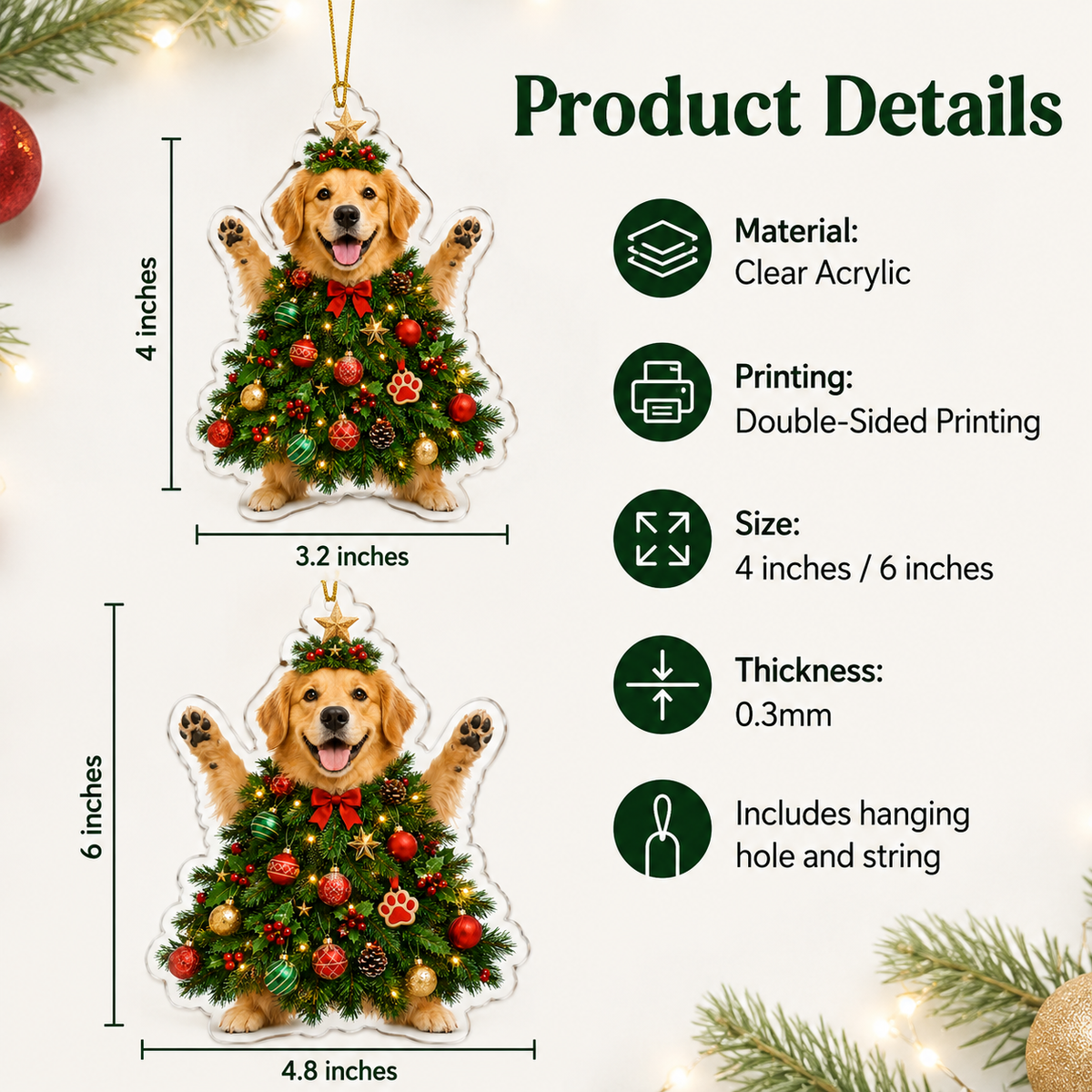 Dog Santa Tree Golden Retrieve