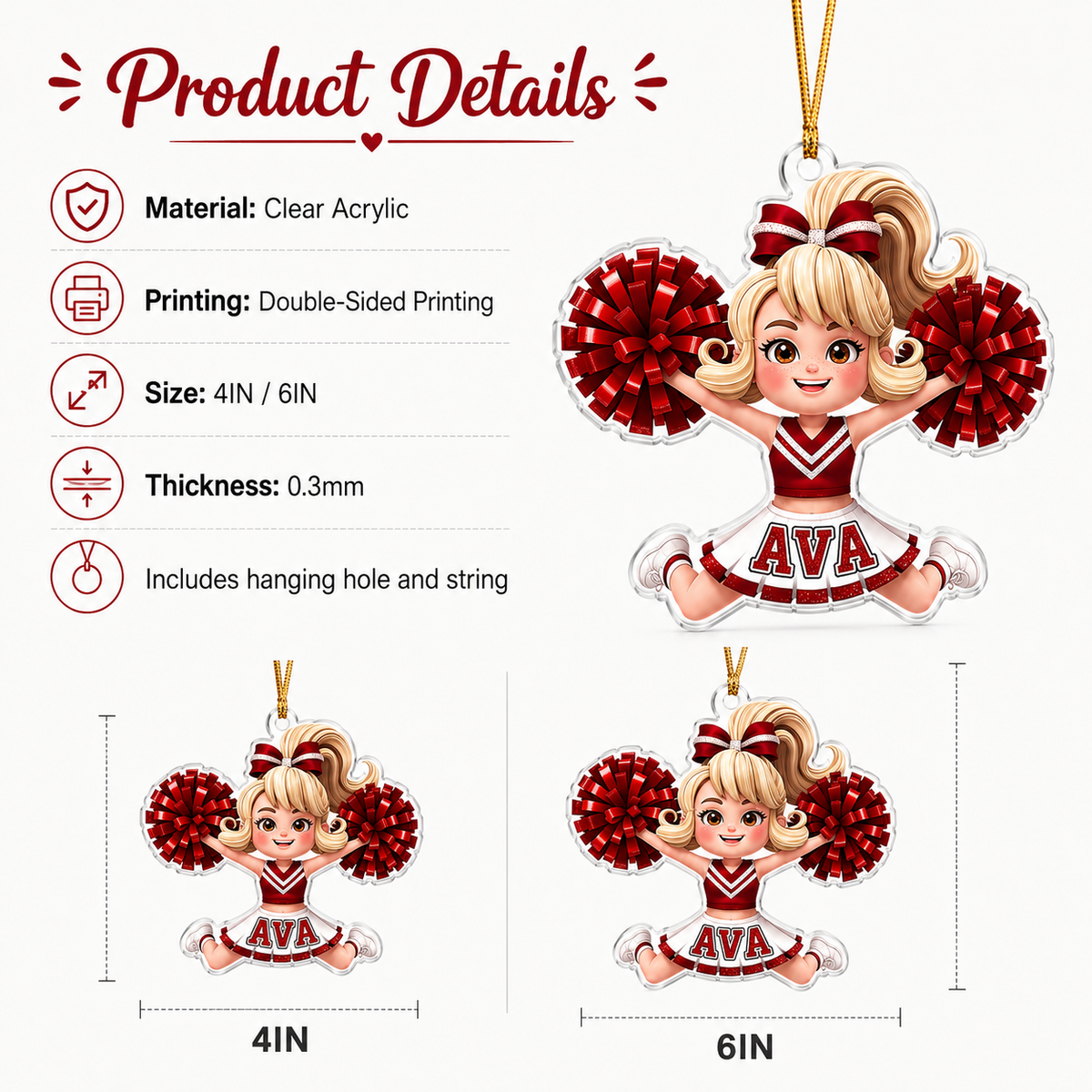 Cheerleading Color Acrylic Style 13